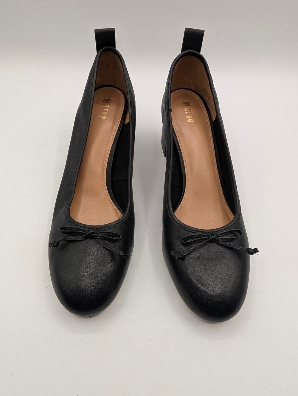 Maeve by Anthropologie Black Leather Heeled Ballet Pumps Size 8.5